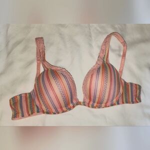 Izod 36A pushup peachy/pink striped bra